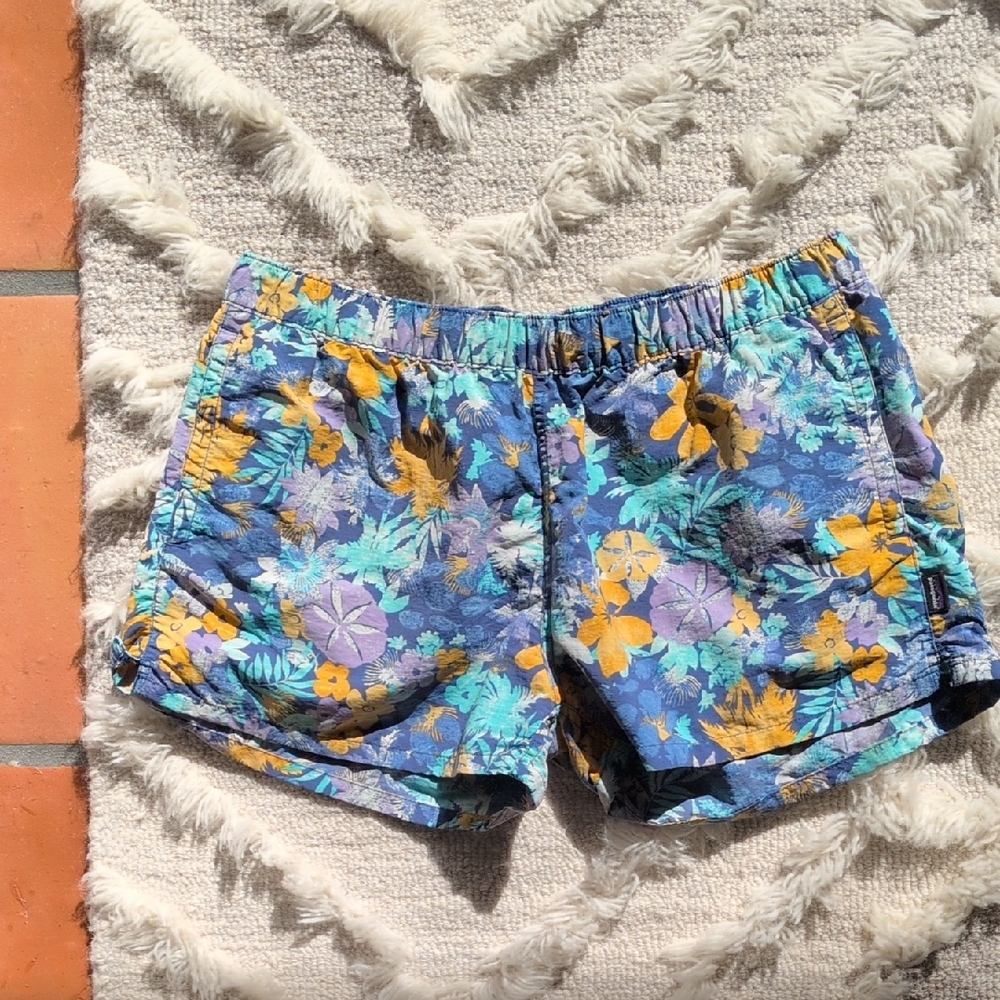 Patagonia Blue and Yellow Athletic Shorts Vibrant Design
